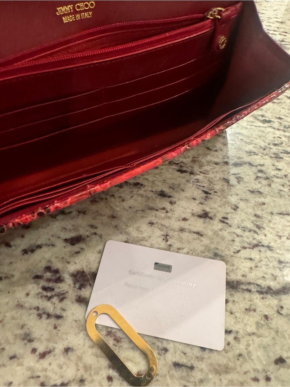 Jimmy Choo Red python Leather Clutch - Picture 5 of 8